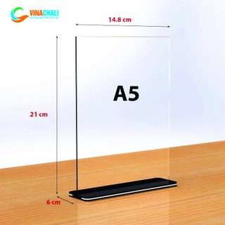 Bảng menu mica A5, Menu mica để bàn A5, Kệ mica để bàn A5, Menu mica A5