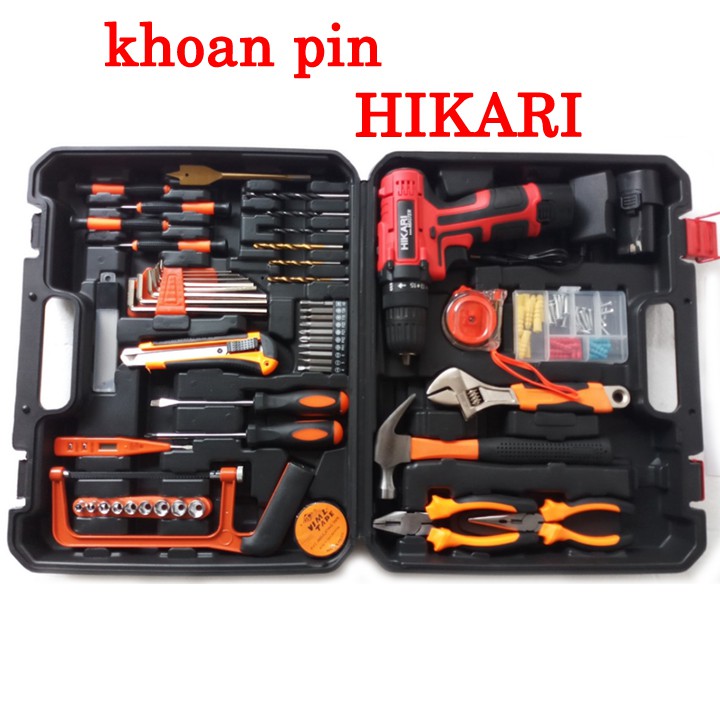 bộ máy khoan pin hikari thái lan HR-12V có hộp đựng dụng cụ khoan