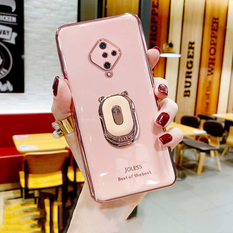 Ốp điện thoại màu kẹo ngọt có giá đỡ hình cô gái xinh xắn cho VIVO S1 PRO