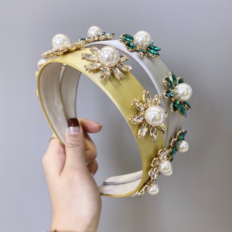 Băng Đô Cài Tóc Đính Đá Kim Cương Ngọc Trai Giả Phong Cách Baroque Âu Mỹ Màu Sắc Ngọt Ngào