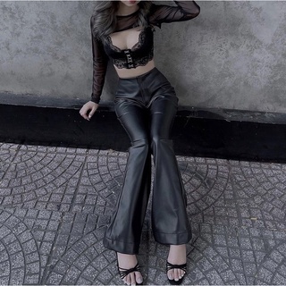 Quần da cạp cao HERA LEATHER PANTS - Tipblu