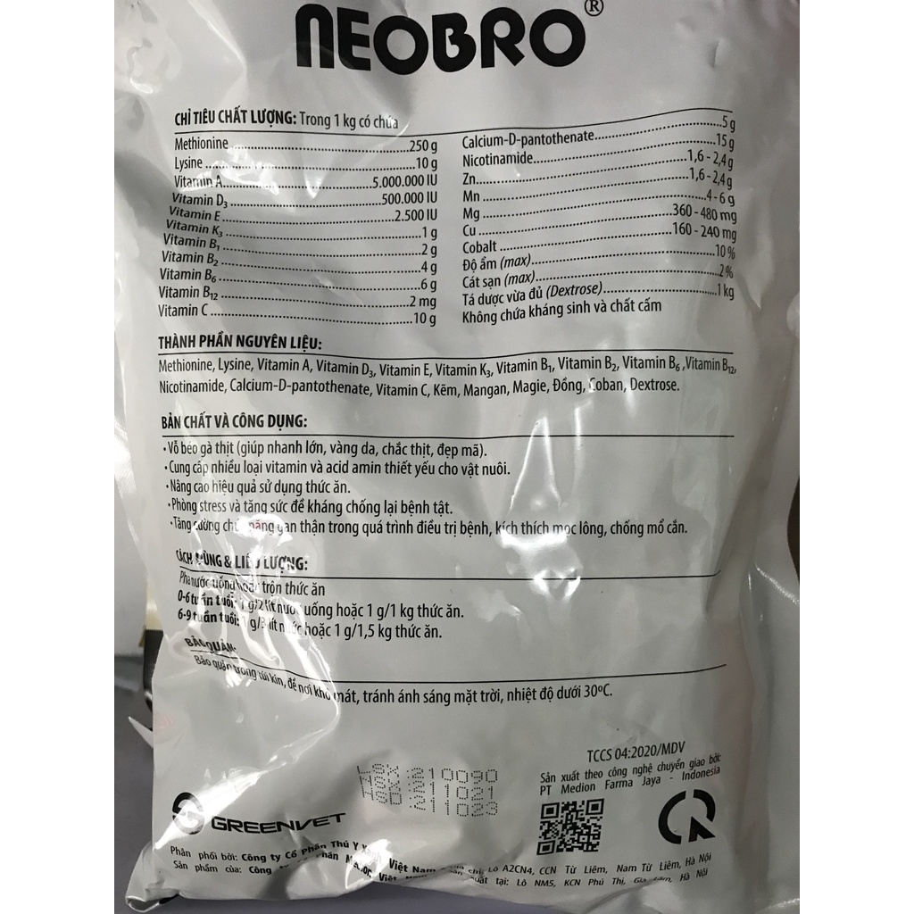 Neobro thuốc bổ cao cấp cho vật nuôi gói 1kg