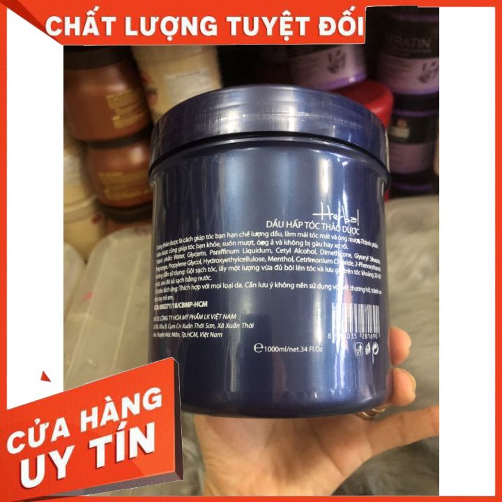 hấp dầu tóc thảo dược 1000ml  HŨ MÀU XANH (công ty lk)dùng để hấp và xả đều ok giúp tóc mềm bóng mượt mùi thơm nhẹ nhàng