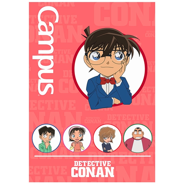 Bộ 10  Vở B5 80 Trang Campus Conan Detective Kids - Kẻ Ngang Có Chấm - NB-BCDK80 - Mẫu 1 - Màu Đỏ - KOKUYO