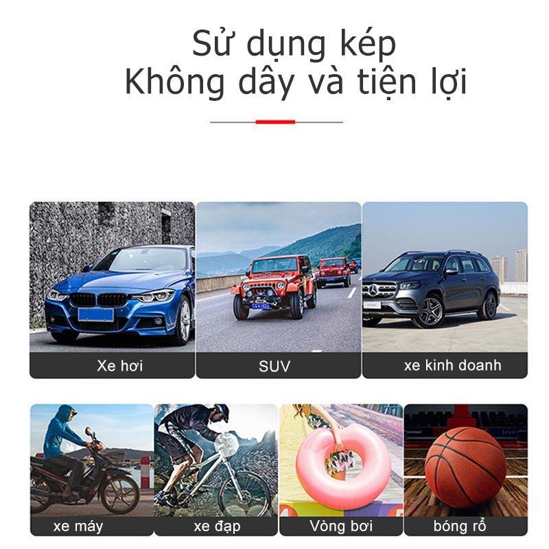 Máy Bơm Hơi Điện Tử Không Dây Kích Thước Nhỏ Gọn Tiện Dụng Cho Lốp Xe Ô Tô