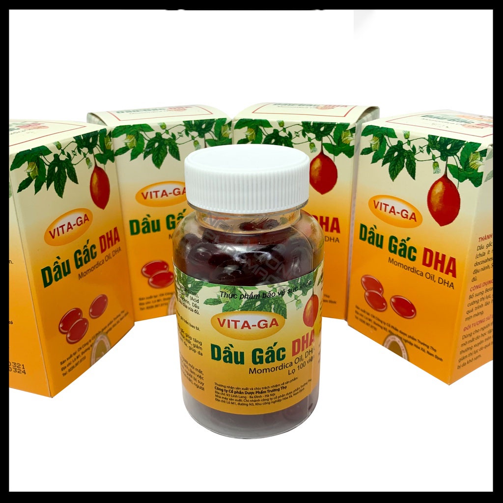 Dầu Gấc DHA - Chiết xuất từ tinh dầu gấc, Tăng Cường Thị Lực - Giúp sáng mắt, đẹp da - Hôp 100 viên nang mềm.
