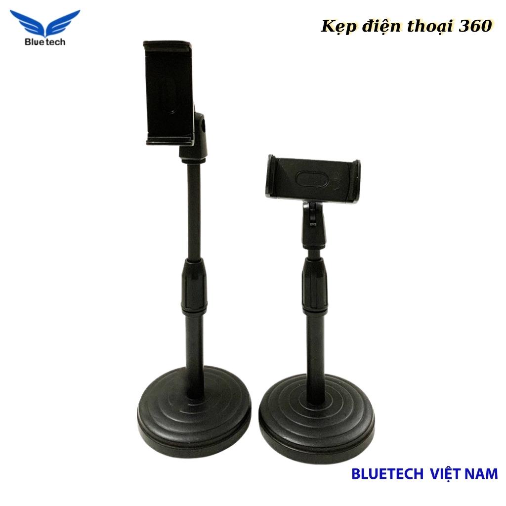 Giá đỡ điện thoại cao cấp xoay 360 độ có điều chỉnh độ cao, kẹp điện thoại đa năng cho chụp hình, livestream - Bluetech