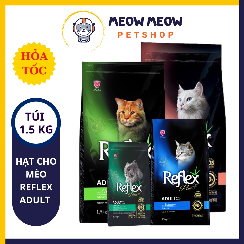 Hạt cho mèo Reflex Plus cao cấp | Túi 1.5KG | Thức ăn khô dinh dưỡng dành cho mèo lớn.