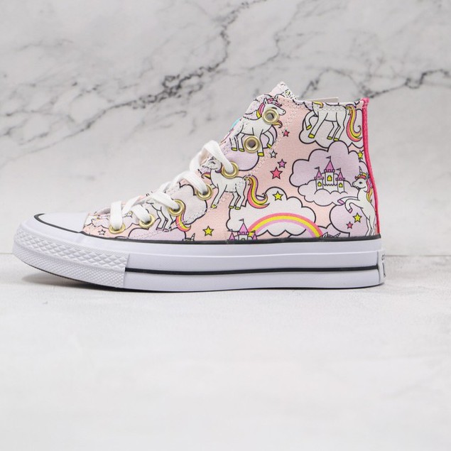 CONVERSE Giày Vải Canvas Cổ Cao Họa Tiết Kỳ Lân Đáng Yêu