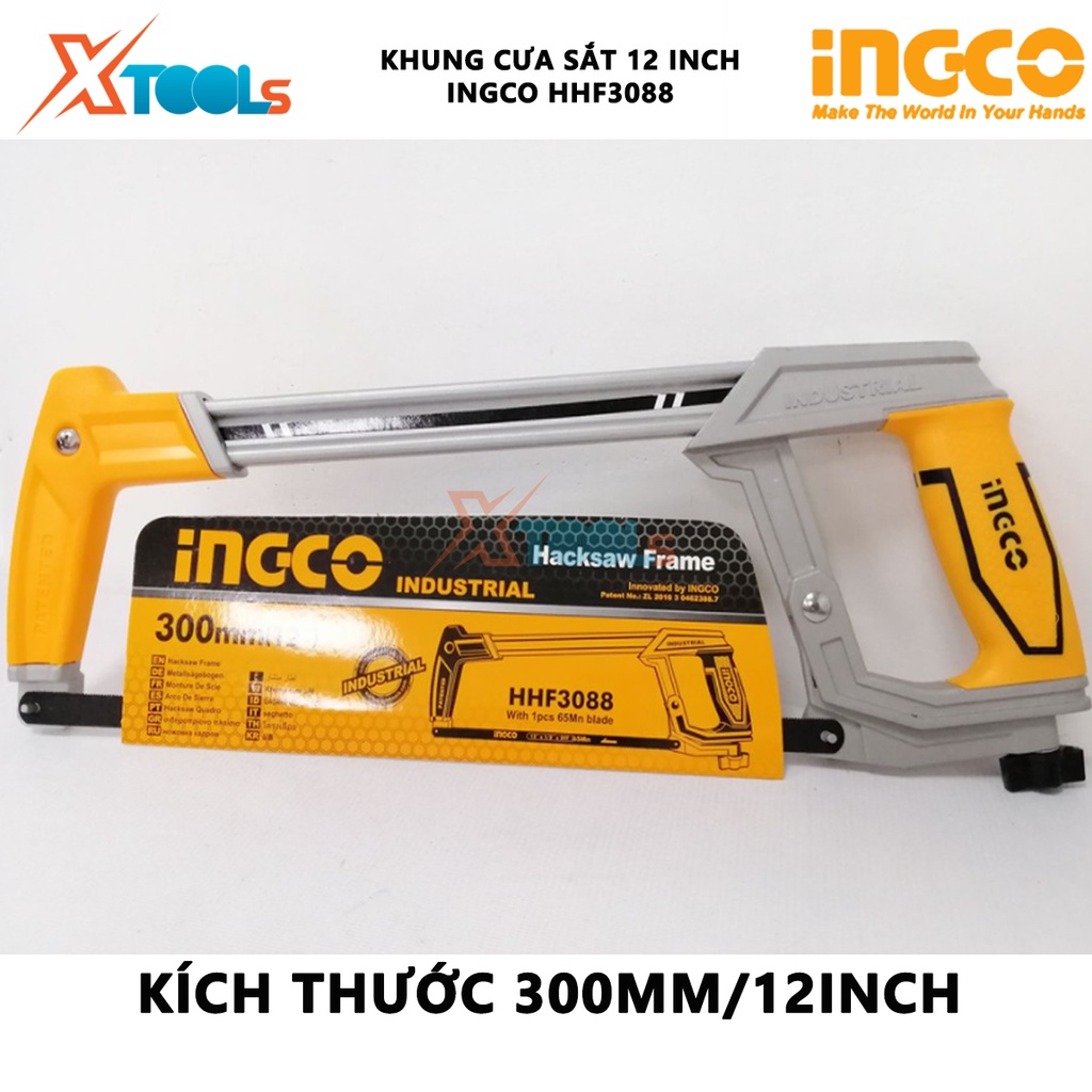 Khung cưa sắt INGCO HHF3088 | cưa sắt cầm tay kích thước 300 mm/12 inch tay cầm nhôm ABS + TPR cắt vật liệu gỗ [CHÍNH HÃ