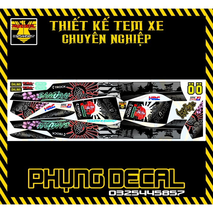 ( Quí khách vui lòng mang ra tiệm cho thợ dán ) Tem sirius samurai đen