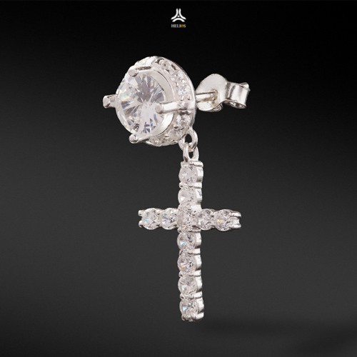 Khuyên tai bạc nam, nữ HeliSilver Ethereal Cross S925 KTB270
