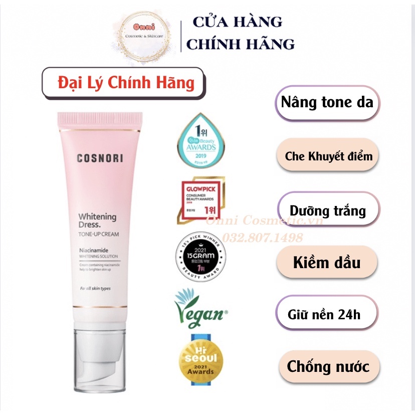 Kem dưỡng trắng da nâng tone Cosnori Whitening Dress Tone-up Cream 50ml