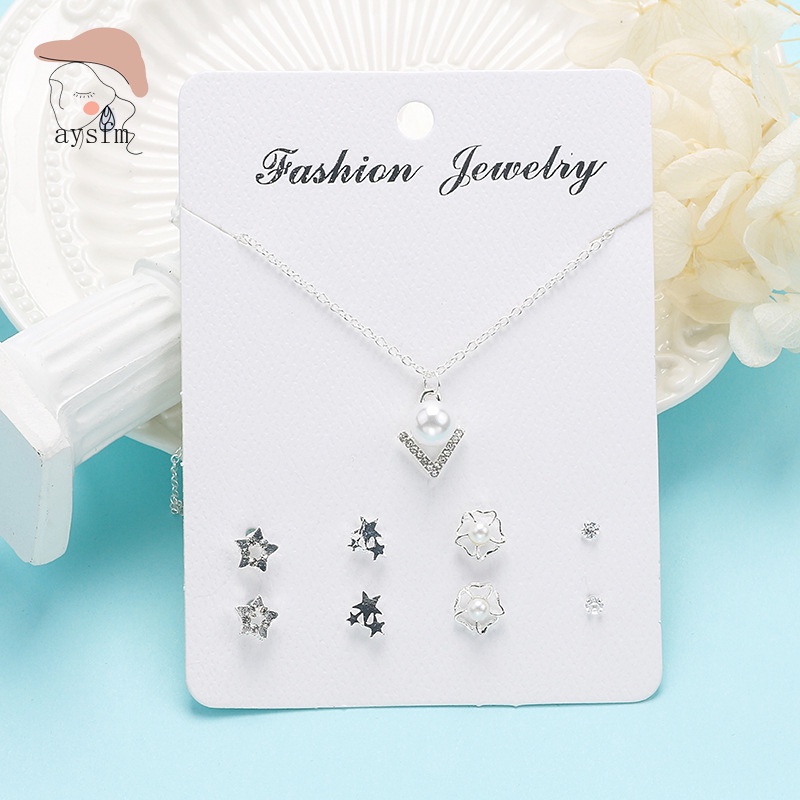 Bộ Vòng cổ Và Bông Tai Thời Trang Hàn Quốc Cho Nữ