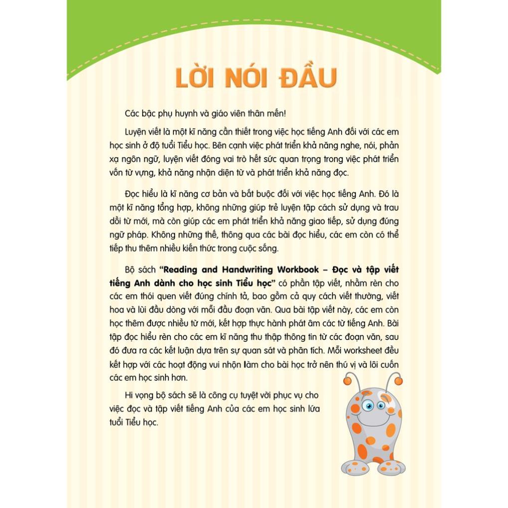 Sách: Reading And Handwriting - Đọc Và Tập Viết Tiếng Anh Dành Cho Học Sinh Tiểu Học - Quyển 1 - Minh Long