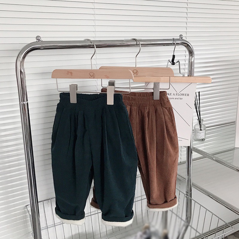 Quần dài ống rộng vải nhung phong cách Hàn Quốc thời trang mùa đông cho bé gái