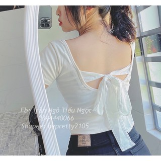 [XẢ KHO]  Áo tay ngắn buộc nơ hở lưng vải đẹp