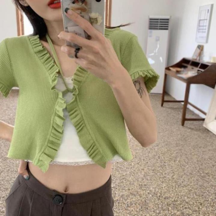 Áo Khoác Cardigan Dệt Kim Phối Ren Xinh Xắn Cho Nữ - kiwiuri | BigBuy360 - bigbuy360.vn