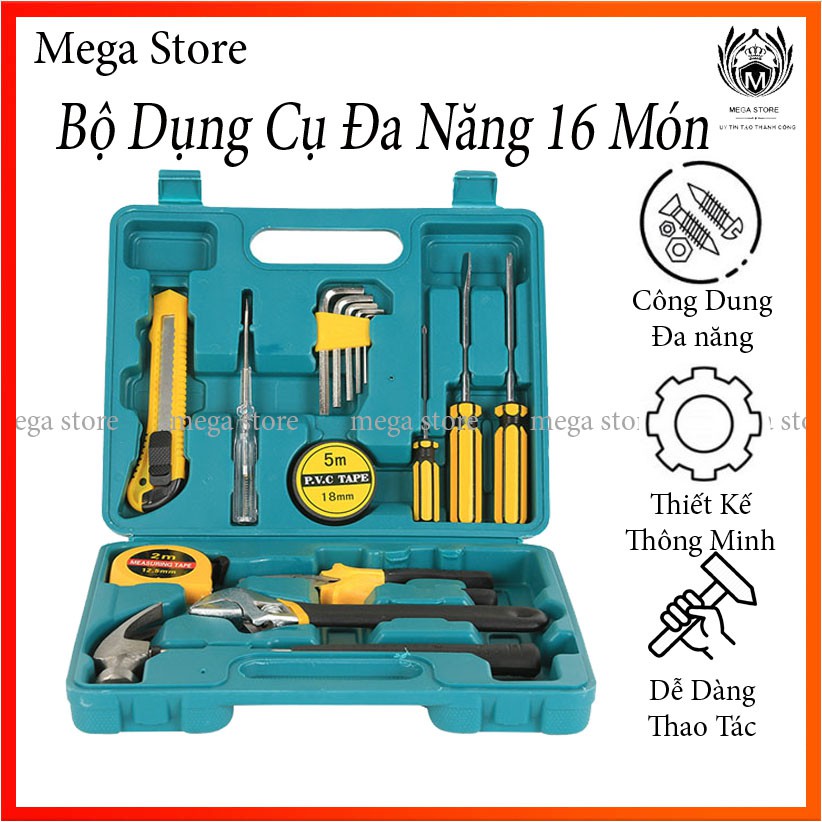 Bộ Dụng Cụ Sửa Chữa Đa Năng - Hộp Dụng Cụ Đồ Nghề 16 Món - Thao Tác Dễ Dàng - Tiện Lợi - Dễ Dàng Xách Tay