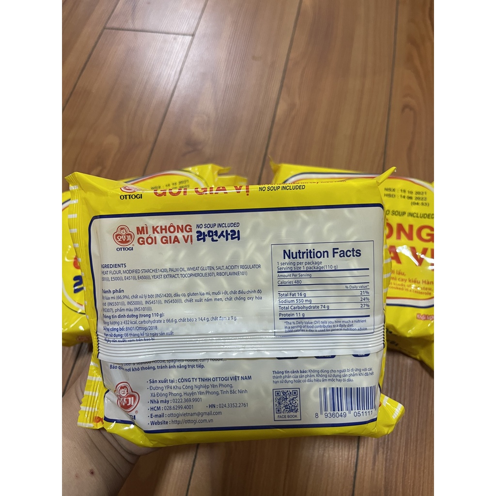Mì Không Gia Vị Ottogi  Hàn Quốc 110gram