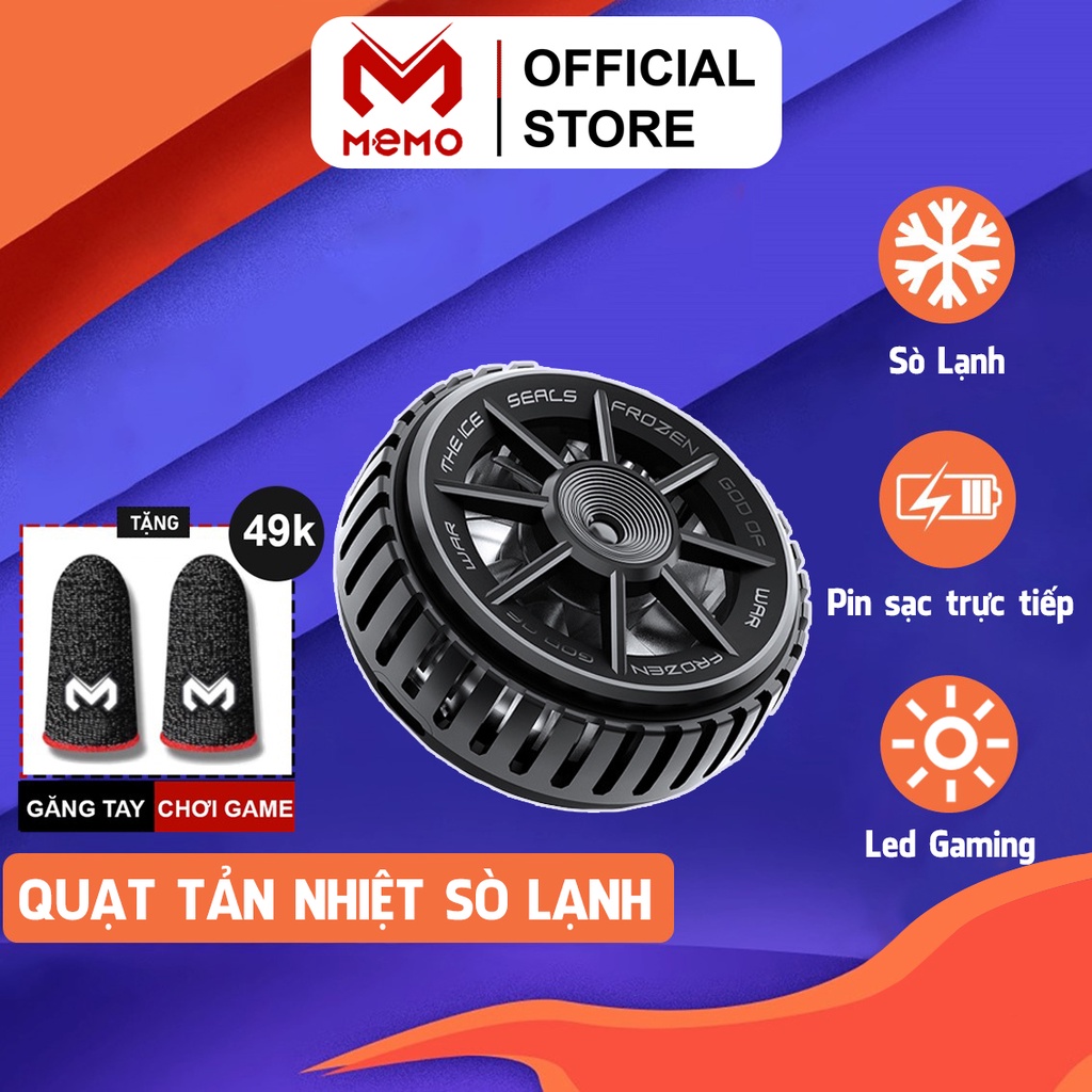 Quạt tản nhiệt điện thoại nam châm từ tính MEMO CX-A2 công nghệ sò lạnh đèn Led gaming phù hợp tablet chơi game MOBA FPS