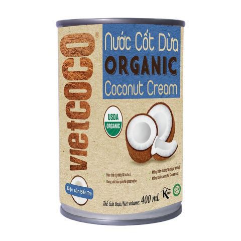 Nước cốt dừa hữu cơ Vietcoco Organic coconut cream 400ml