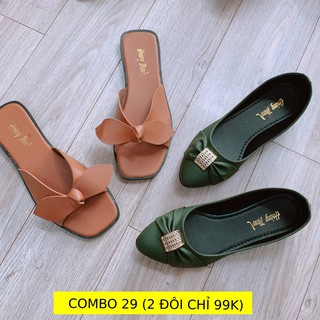 Giày búp bê nữ và dép xinh Combo 29 (DN77R+DE2)