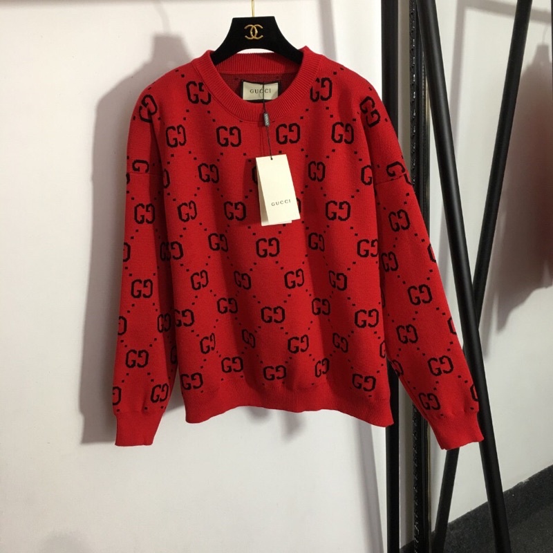 Áo len thời trang hoạ tiết logo thương hiệu Gucci GG/GC cao cấp có 2 màu