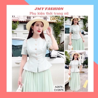 A2876, CV2876 Set áo peplum, chân váy dập ly dài xanh mint sang chảnh - Dolce viva colection