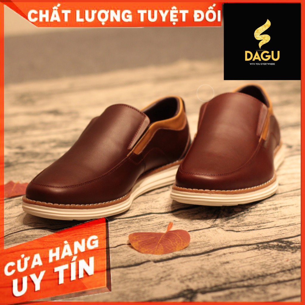 Giày lười da bò thật nguyên tấm, mềm mại, đế cực êm, trẻ trung, phù hợp mọi thanh niên, bảo hành 3 năm. DC066TG