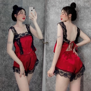 Đồ ngủ sexy phối ren,Đồ ngủ sexy phi lụa cột dây (ảnh +video thật)