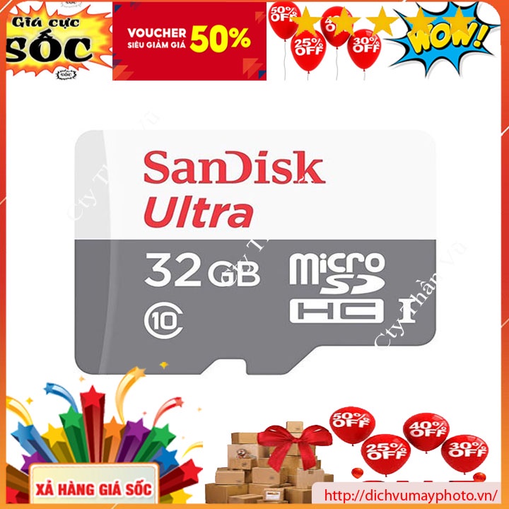 Thẻ nhớ sandisk 32gb Class 10 80mb/s bảo hành 12 tháng bao chất lượng MVP Thăng Long