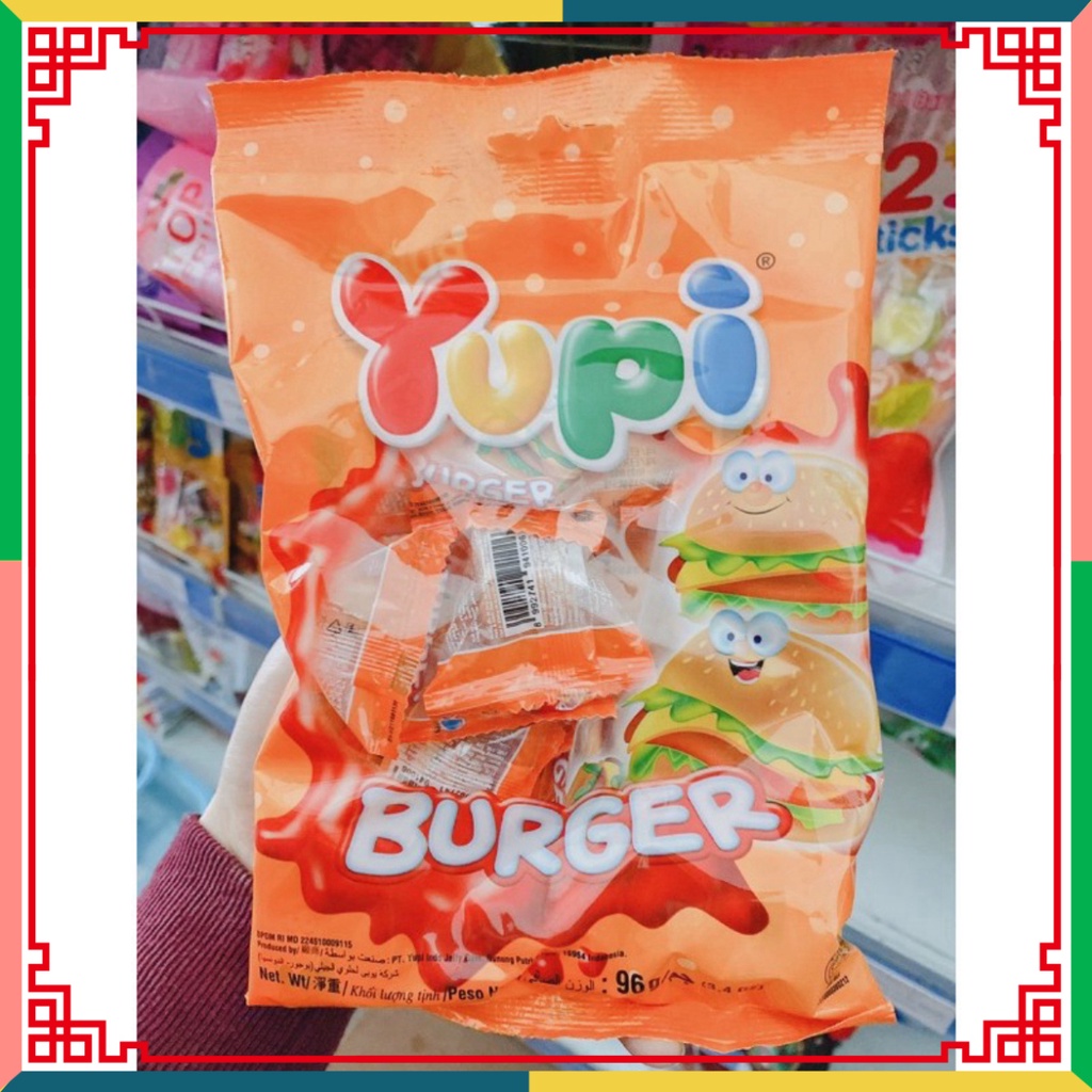 KẸO DẺO YUPI BURGER, PIZZA,COLA, BÒ SỮA, HOTDOG GÓI 84g