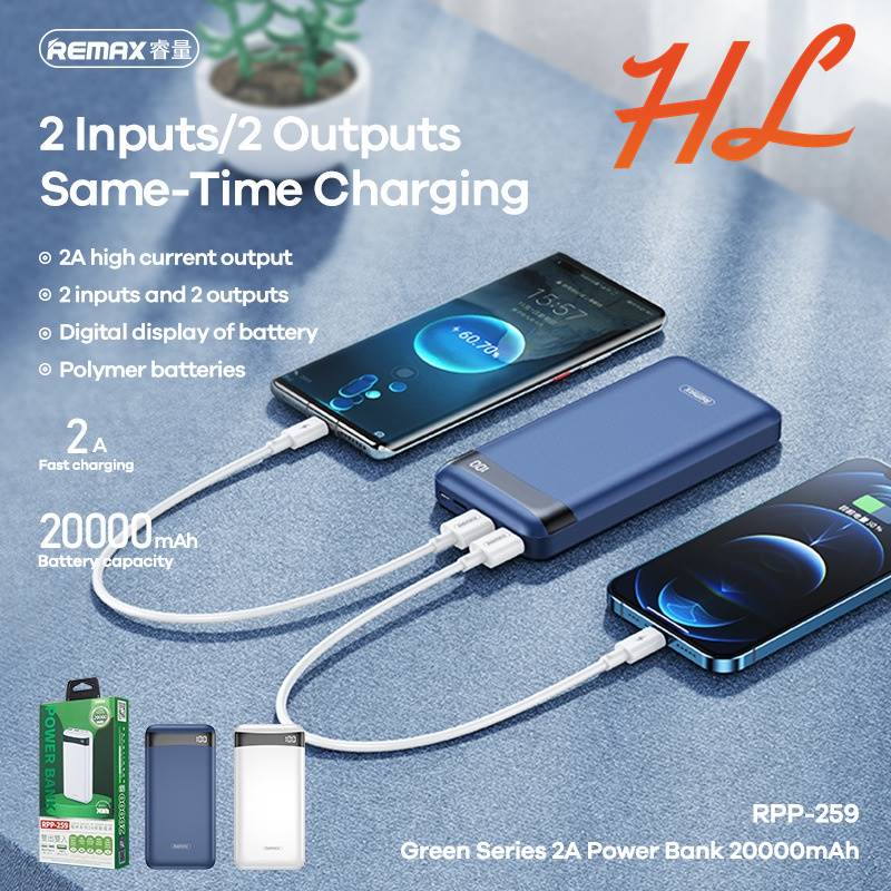 Pin Dự Phòng Remax RPP-259 20000mAh (2 Cổng Input / 2 Cổng Output) - BH 12 Tháng - Hunglongpc
