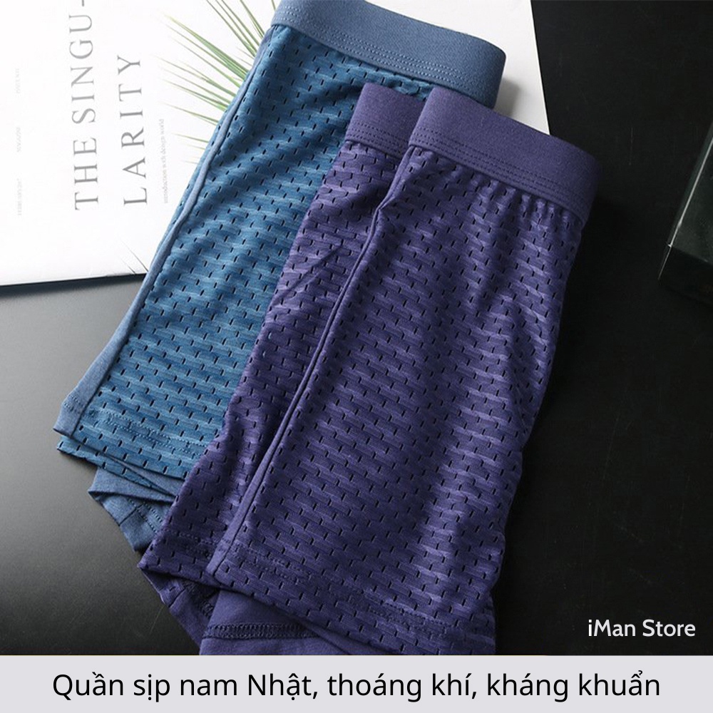 Combo Hộp 4 Quần Sịp Đùi Nam Thông Hơi, Quần Lót Nam Nhật Bản MUJI Dạng Lưới Thoáng Khí, Kháng Khuẩn Cao Cấp iMan Store