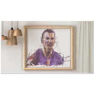 Tranh treo tường 🎨 Free Ship 🎨 Tranh vẽ số hóa bằng bút bi [ 4 màu ]  chân dung cầu thủ Ibrahimovic