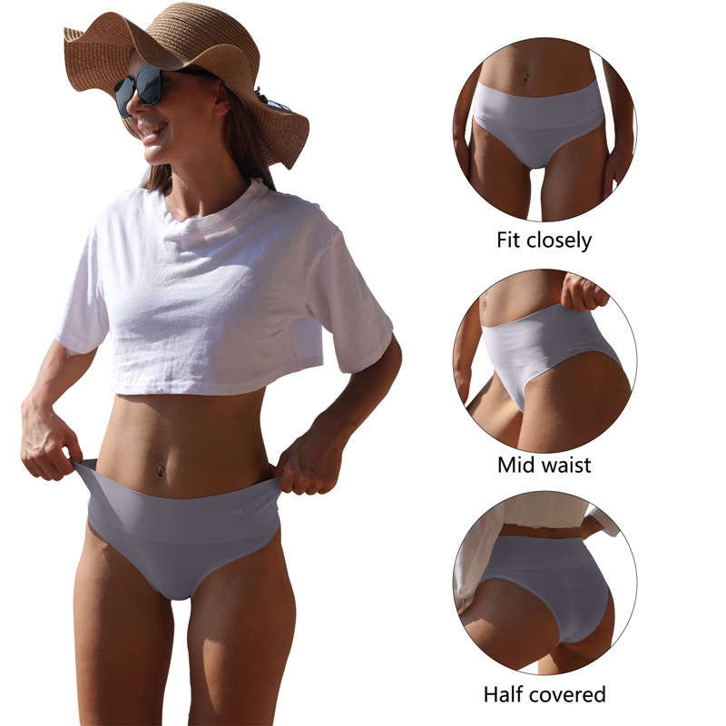 Quần Lót Lụa Lạnh Không Đường May Lưng Cao Plus Size M-2Xl Cho Nữ