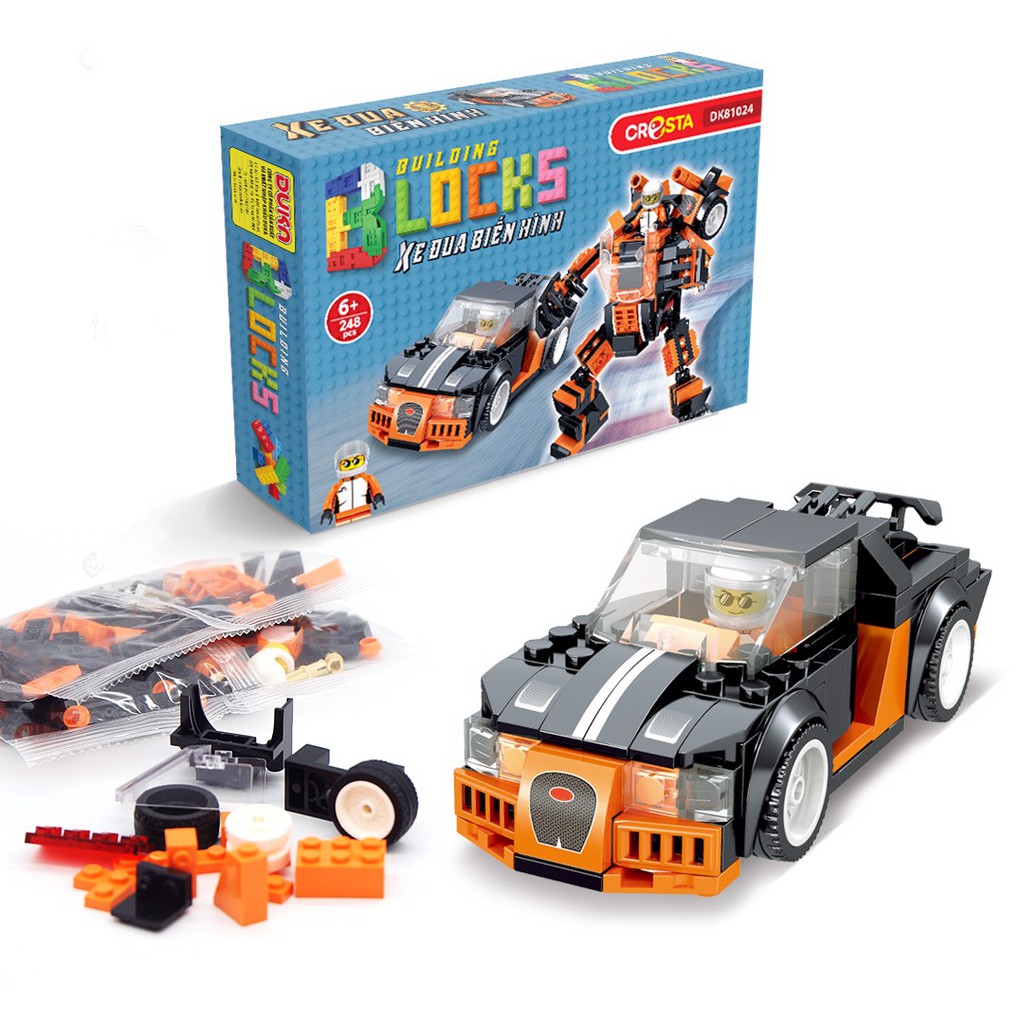 Đồ Chơi Duka : Ghép Hình – Xe Đua Biến Hình - 248 Chi Tiết (Màu Đỏ)