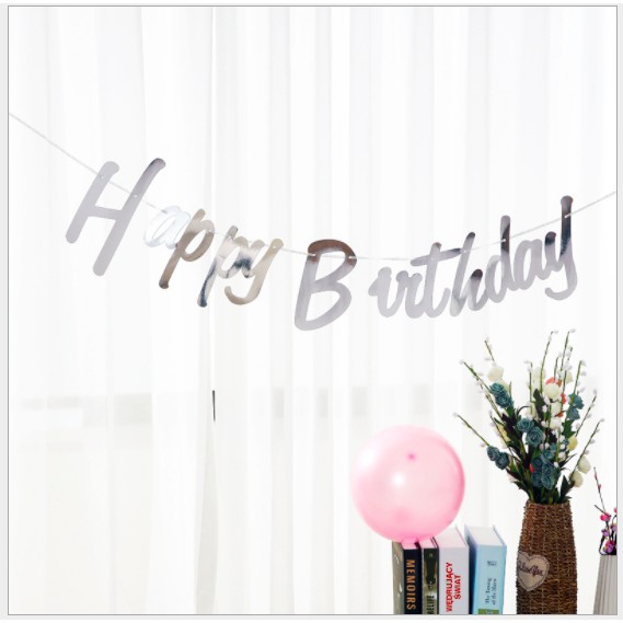 Dây treo chữ Happy Birthday ép kim trang trí sinh nhật lấp lánh cực xinh xắn