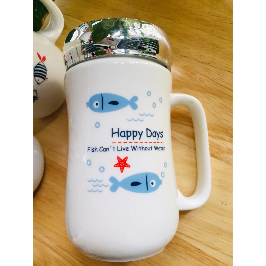 [Có Chọn Mẫu] Ly Cốc Sứ Đẹp Có Nắp Đậy, Bình Nước, Giữ Nhiệt 400ml | BigBuy360 - bigbuy360.vn