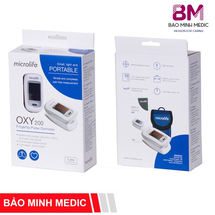 [Giao hỏa tốc] Máy đo nồng độ OXY trong máu và nhịp tim Microlife SPO2 OXY200 - Chính Hãng Thụy Sĩ