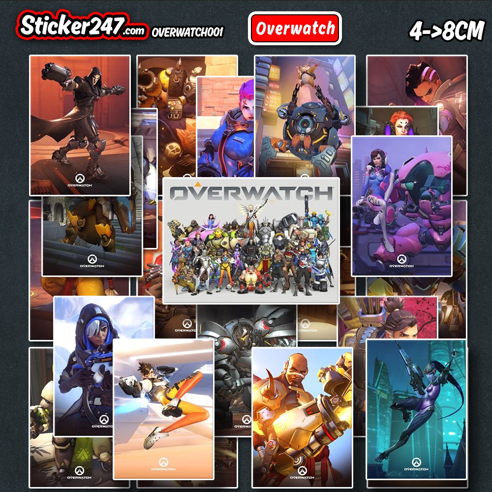 💖𝑭𝒓𝒆𝒆𝒔𝒉𝒊𝒑💖 Sticker Game Overwatch ▪️ Chống nước ▪️ Dán Laptop, đàn guitar, mũ bảo hiểm, vali ▪️ Sticker 247