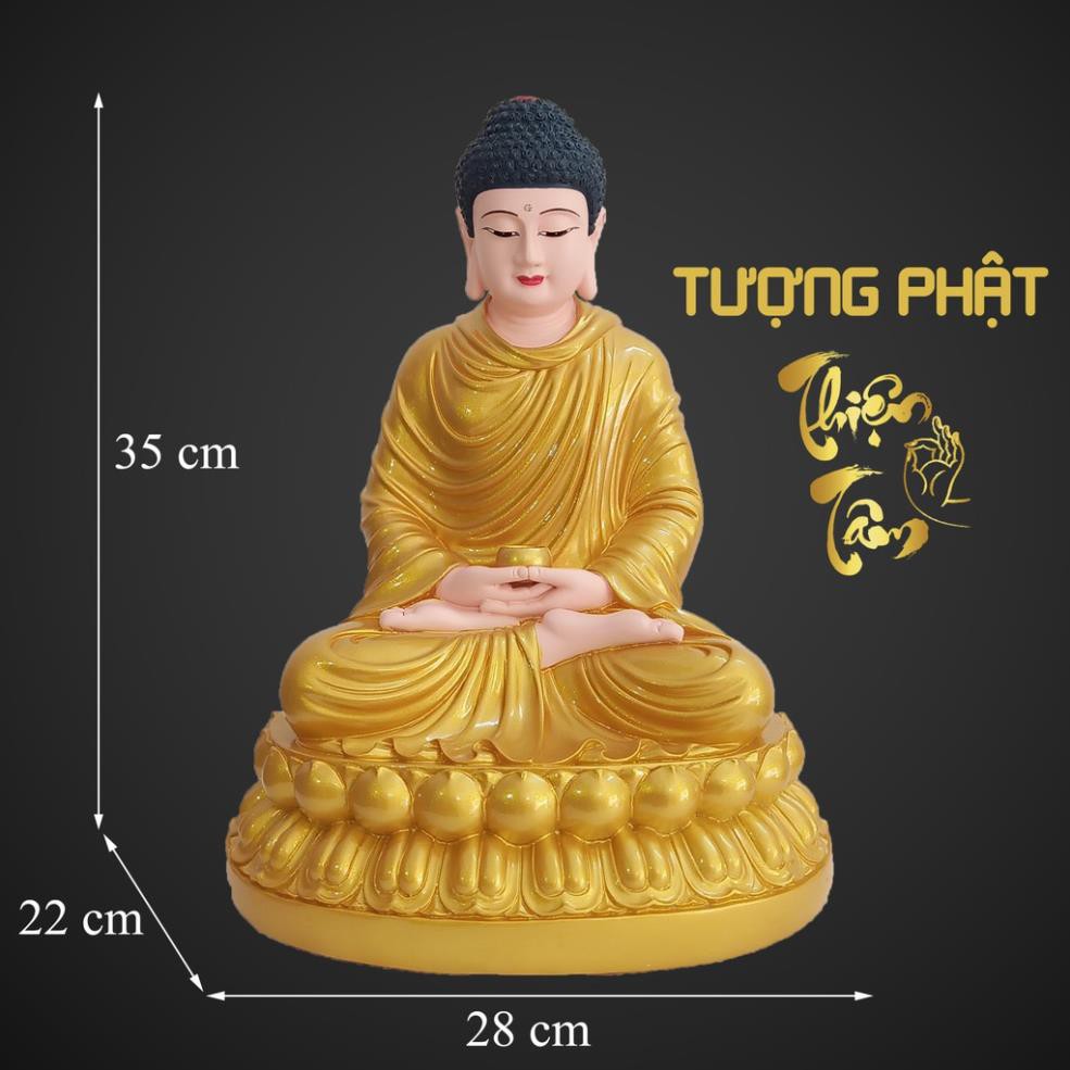 Tượng Phật Thích Ca Mâu Ni cao 35cm - Ngồi – Màu Vàng (Mẫu Đài Loan) 003VN-PTC - Tuong Phat Thich Ca Mau Ni