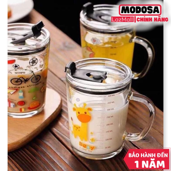 Cốc Thủy Tinh Vouller Chia Vạch Uống Nước . Pha Sữa Cho Bé Rất Thuận Tiện Dung Tích 400Ml