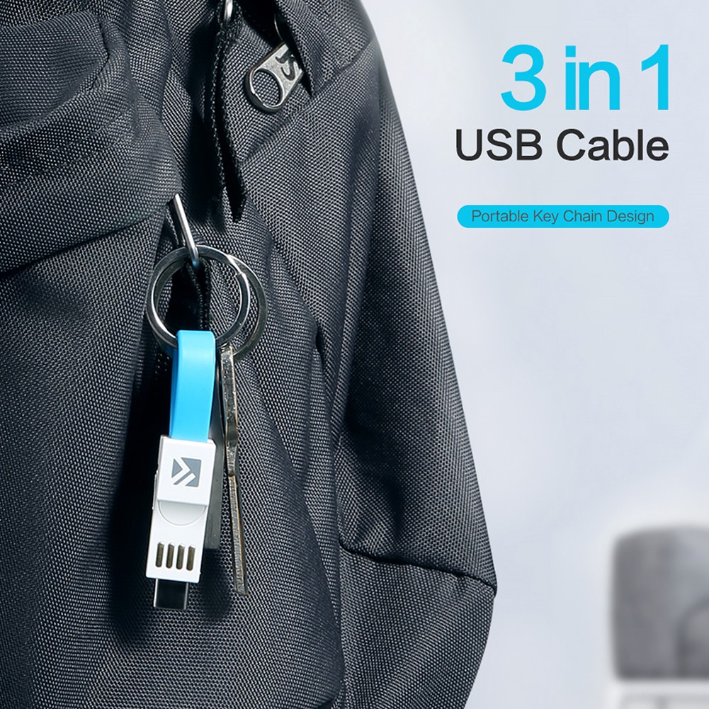 Cáp sạc Micro USB &amp; Type C &amp; 3 trong 1 thiết kế móc khóa tiện dụng
