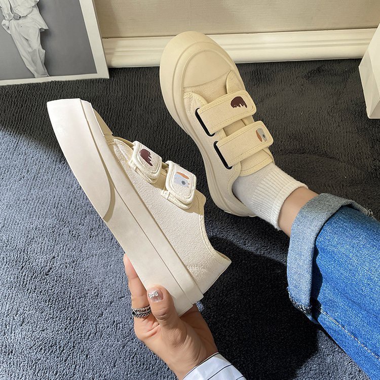 Giày thể thao nữ kem, bata đế cao cổ thấp quai dán năng động Hàn Quốc FLOWER G30 - nguyentrang239