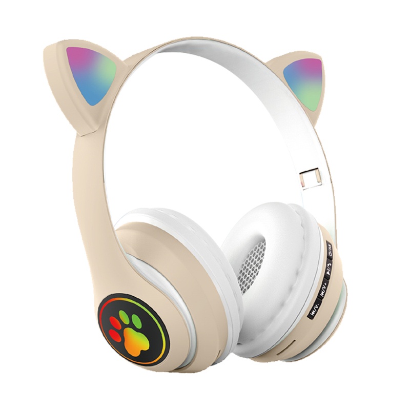 Tai Nghe Chụp Tai Không Dây Kết Nối Bluetooth Hình Tai Mèo Dễ Thương