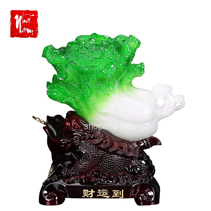 Cóc tài lộc thiềm thừ ngậm tài cõng bắp cải trắng quà tặng trang trí nhà cửa vật phẩm phong thủy | BigBuy360 - bigbuy360.vn
