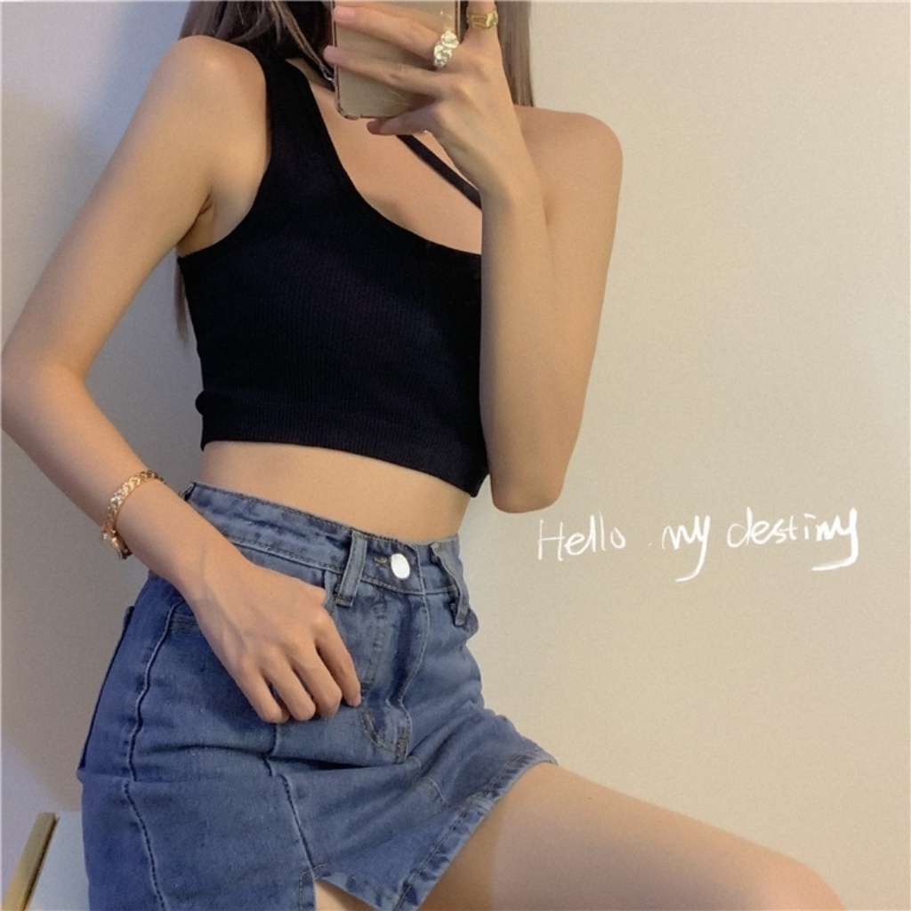 Áo 2 dây nữ Linnie dạng bra có MÚT NGỰC thiết kế dây chéo qua cổ cá tính chất vải thun gân dày dặn 2D2