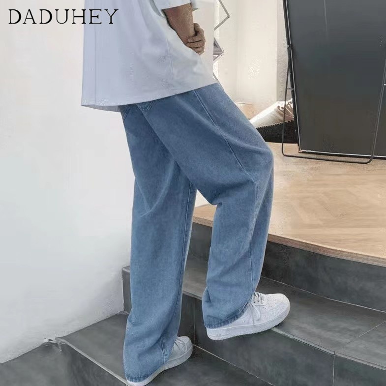 Quần jean ống thẳng rộng thắt lưng cao thời trang đường phố cao cấp mùa thu 2022 mới cho nam